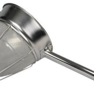 Winco CCB-8R Stainless Steel Reinforced Bouillon Strainer, 8 inch - 1 each.