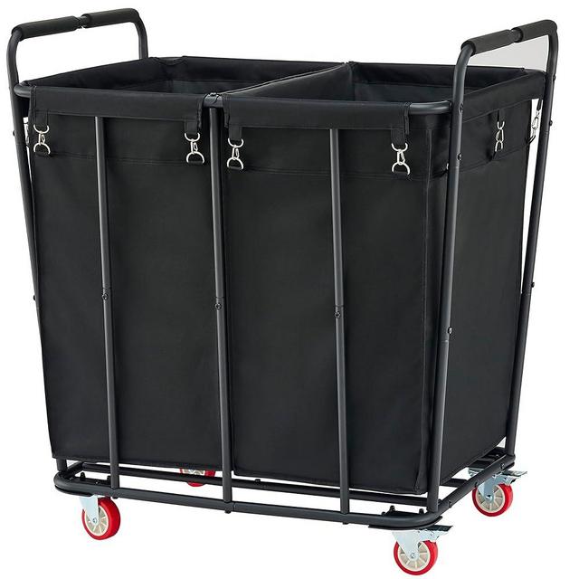 Hoctieon 2 Section Laundry Sorter Cart, Rolling Laundry Hamper with Wheels, Heavy Duty Laundry Basket Organizer, Large Laundry Separator Hamper with Removable Bags