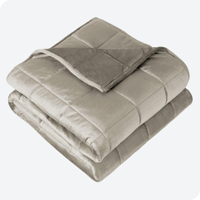 25 lb 80" x 87" Weighted Blanket Minky Fleece Taupe by Bare Home
