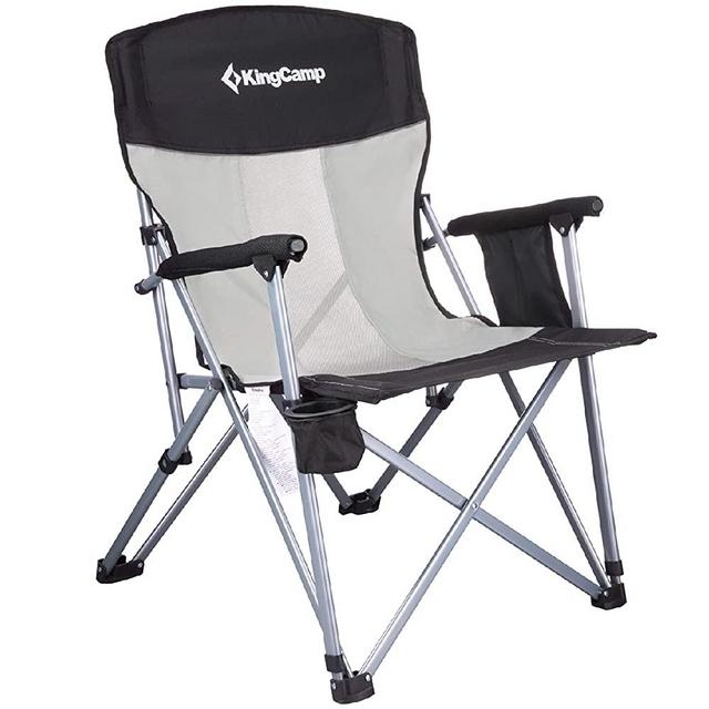 KingCamp Camping Chair Hard Arm Folding Camp Chair High Back Ergonom Outdoor Sports Chair for Adults with Cup Holder, Pocket, for Travel Picnic Hiking, Supports 300 lbs