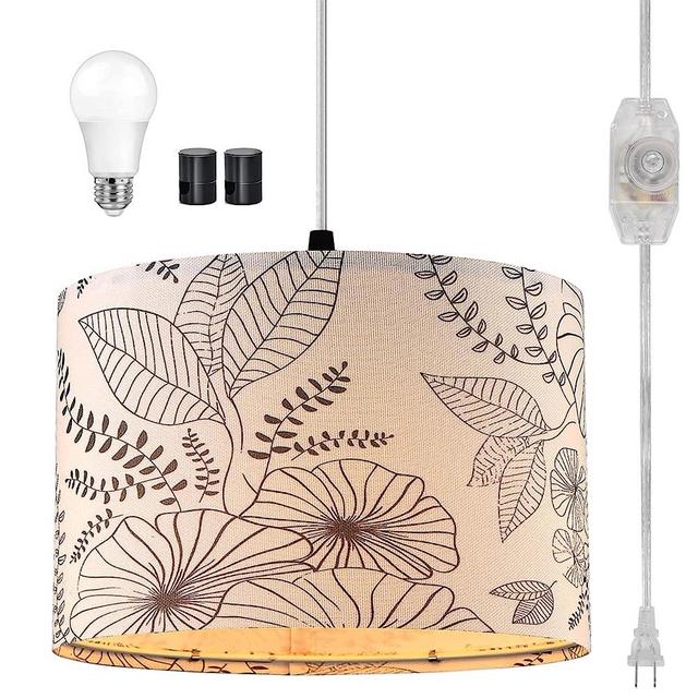 CINSARY Plug in Pendant Light, Hanging Light with Plug in Cord with Dimmable Switch, Hanging Lamp with 15 ft Clear Cord, Pendant Light Fixture for Bedroom Kitchen Island Living Room (Bulb Included)