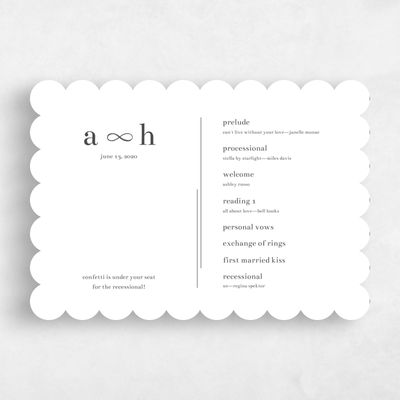 White Scalloped Wedding Program - Powell