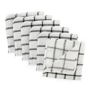 Excello Brio - DII Microfiber Scratch Free Scrubber Cleaning Dishcloth with Poly Mesh Scour Side, Wash Cloth Perfect for Kitchens, Dishes, Car, Dusting, Drying Rags, 12x12, Set of 6 - Black Windowpane