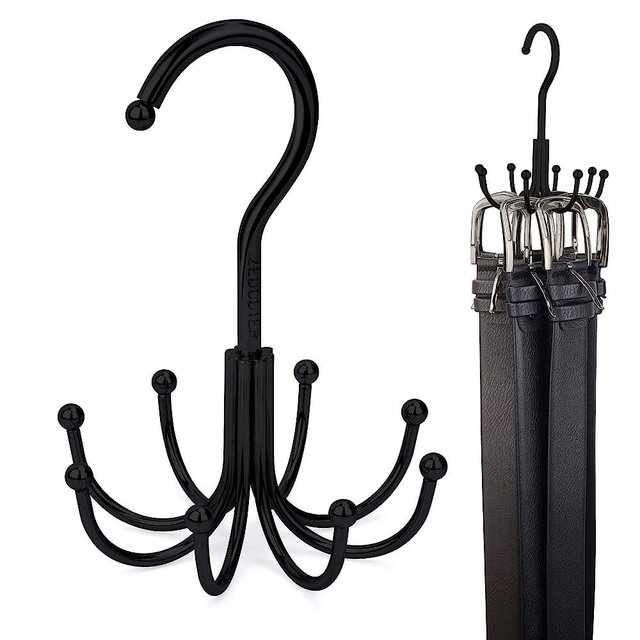 ZEDODIER Belt Hanger, 2 Pack Belt Rack Closet Accessories Organizer, Maximum 24 Storage Capacity, Hanging Holder Storage Hook for Belt, Bra, Tank Top, Tie, Scarf, Purse, Black