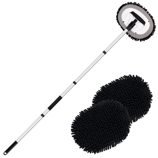Ordenado 62" Car Wash Brush Kit Mitt Mop Sponge with Long Handle Chenille Microfiber Car Cleaning Brush Kit Supplies Car Washing Mop Kit Car Care Kit of Scratch-free Replacement Head for Car RV Truck