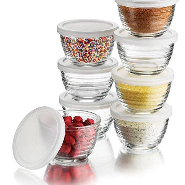 Libbey 6.25-Ounce Small Bowls with Plastic Lids, 16-Piece Set