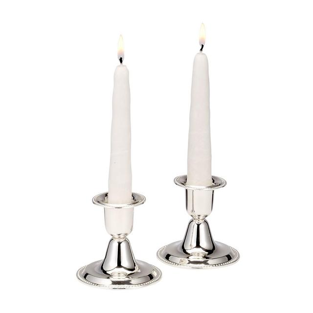 Rite Lite 2.75" Small Classic Style Sabbath Candle Stick Set - Silver