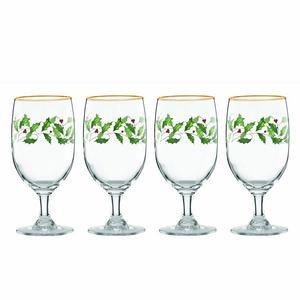 Lenox Holiday Iced Beverage Glasses, Set of 4,Ivory