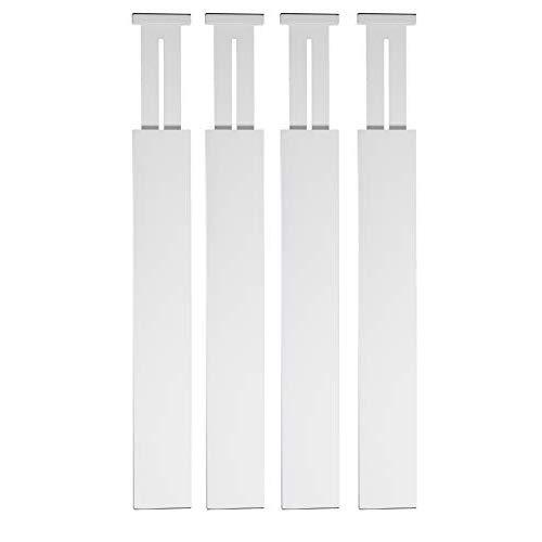 BAMBUSI Bamboo Kitchen Drawer Dividers - 4 Pack Drawer Organizers - 2.6 Inch Tall, Expandable from 17.5-22 Inch - Adjustable Wood Organizer for Flatware, Utensils, Clothes - White