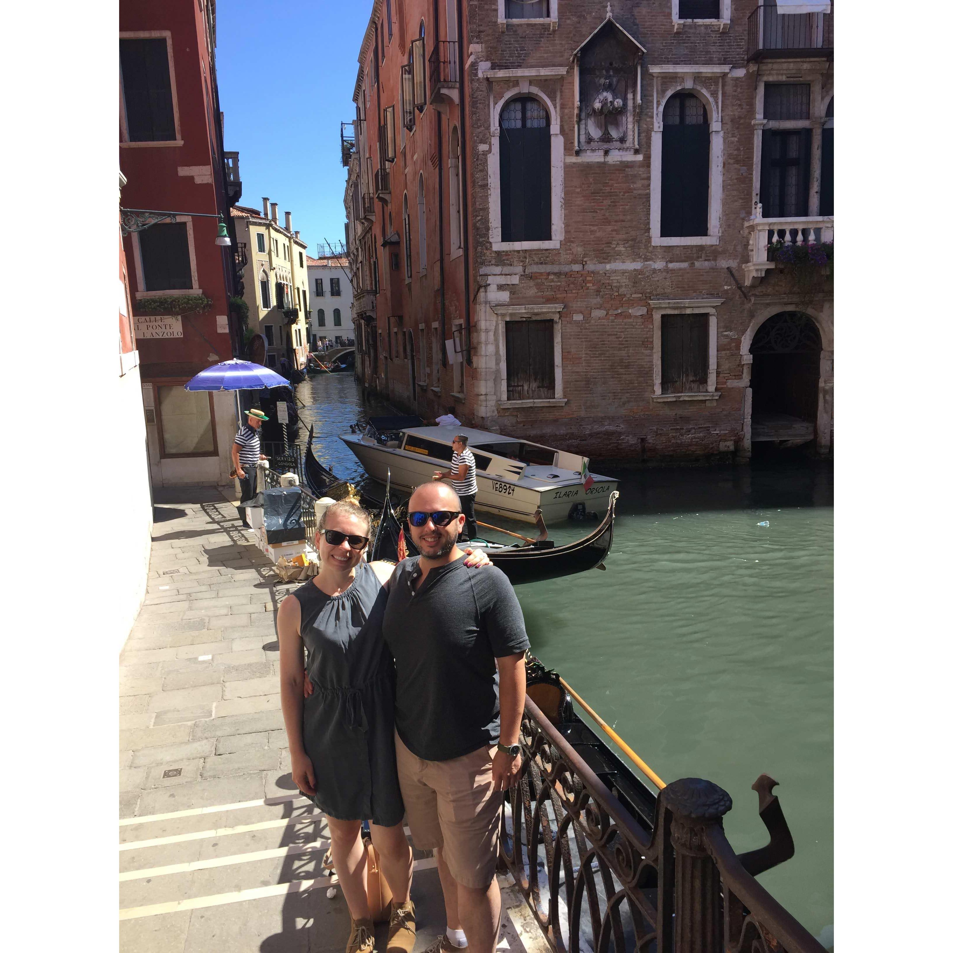 After a gondola ride in Venice, IT. August 2016.