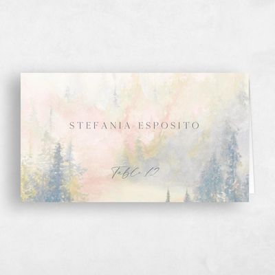 Beige Wedding Place Card - Forest