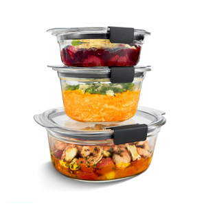 Rubbermaid Glass Containers, Round, Set of 3