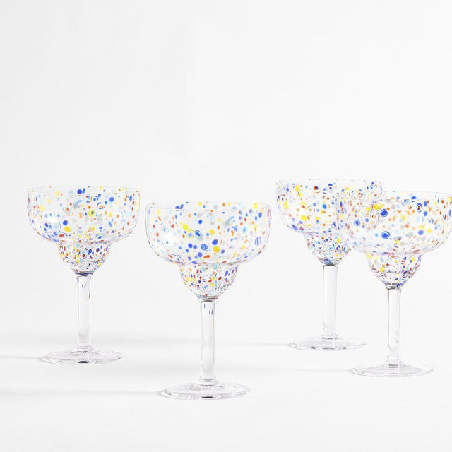 Confetti Splatter Margarita Glasses, Set of 4 - Multi