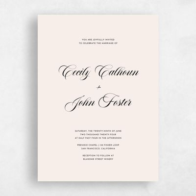 Beige Classic Wedding Invitation - Wilmington Portrait