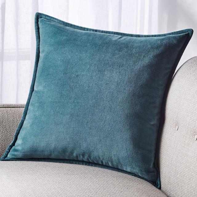 Brenner Teal Velvet Pillow with Down-Alternative Insert 20"