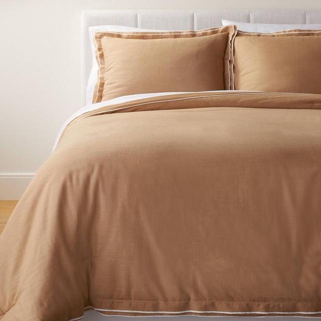King Double Flange Merrow Stitch Comforter & Sham Set Camel/Off White - Threshold™ designed with Studio McGee