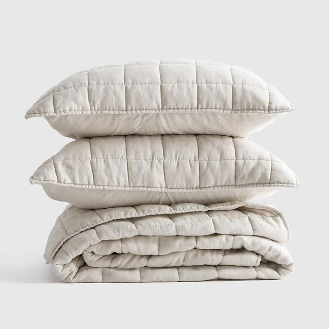 Linen Quilt Set - Sand