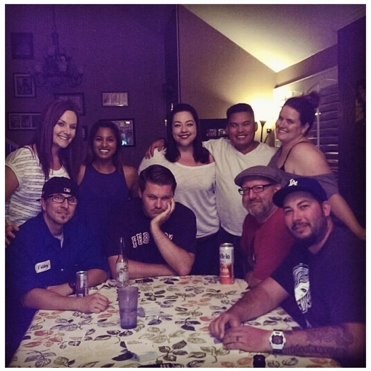 Despite Kyle's facial expression, game nights with this crew are full of laughs.
