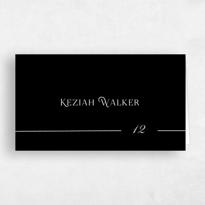 Black Wedding Place Card - Hartington