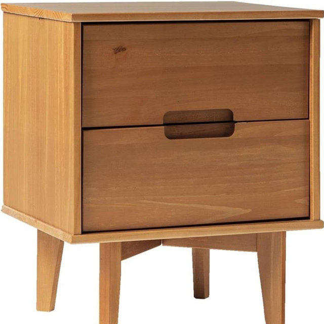 Walker Edison Sonoma 2-Drawer Nightstand, Caramel