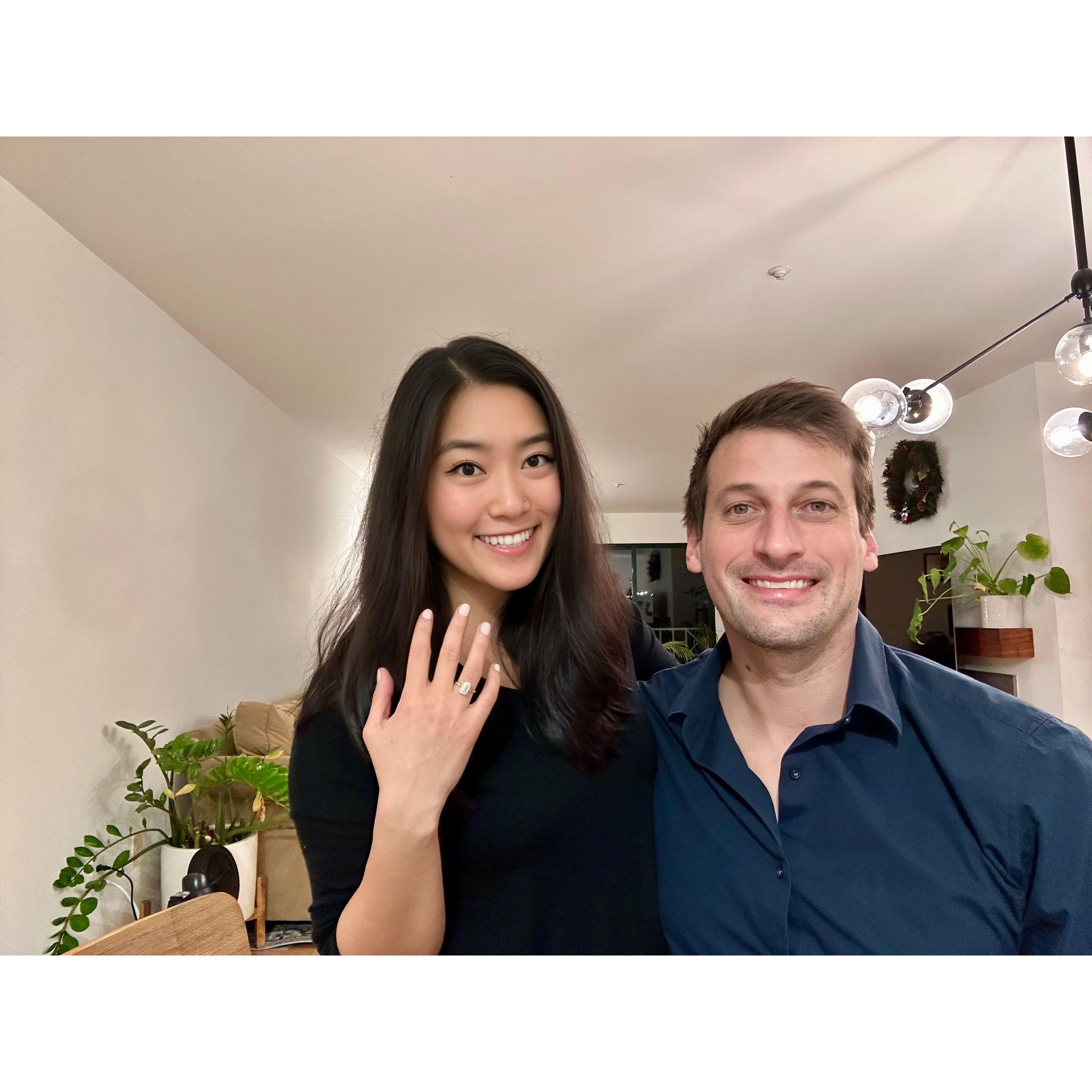 Just got engaged! Pic in our apartment.