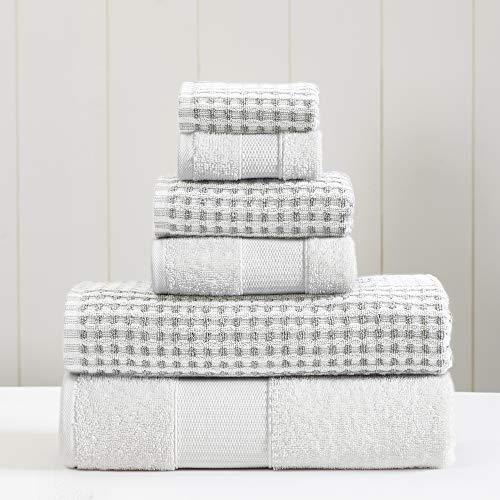 Amrapur Overseas 6-Piece Yarn Dyed Cobblestone Jacquard Towel Set, White