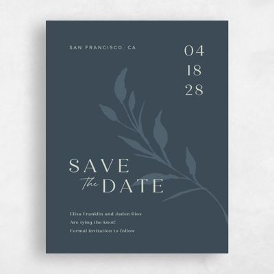 Navy Blue Wedding Save the Date - Aneci Portrait