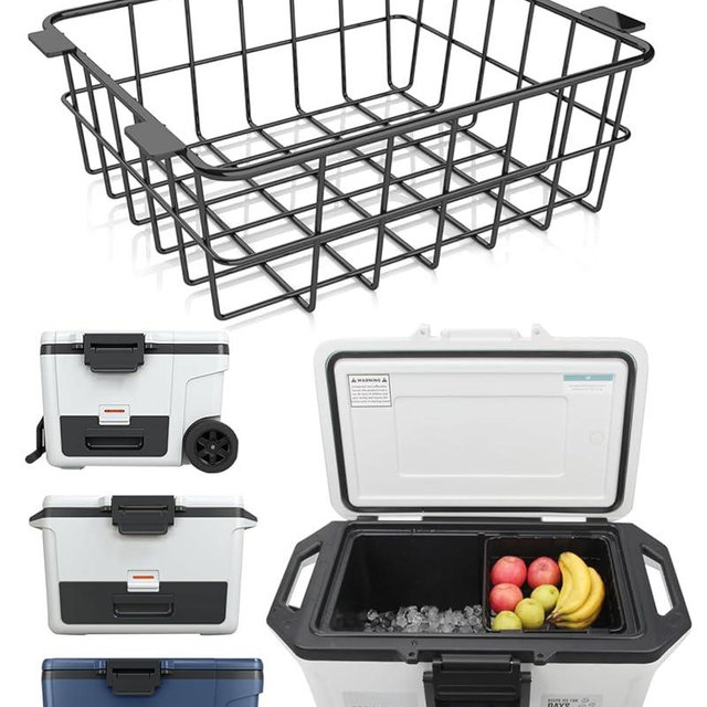Cooler Basket for Ninja FrostVault 50qt Hard Cooler & 45qt/65qt Wheeled Cooler - Heavy-Duty Organizer Rack for Storage, Dry-Goods Basket for Perfect for Camping Trips or Outdoor Parties, Black