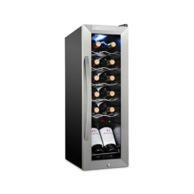 Schmecke Freestanding Wine Refrigerator, 12 Bottle Wine Cooler