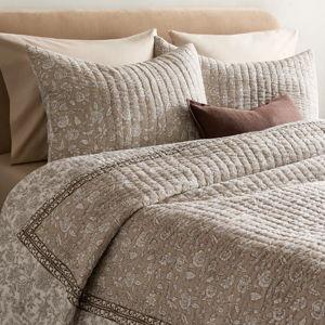 Organic Cotton Block Print Quilt - Toffee, King/Cal King
