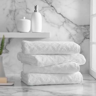 Athena Sculpted Scroll Bath Towel, Set of 4