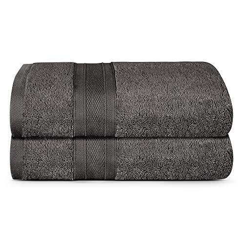 TRIDENT Soft and Plush, 100% Cotton, Highly Absorbent, Super Soft, 2 Piece Bath Towel Set, 500 GSM, Charcoal