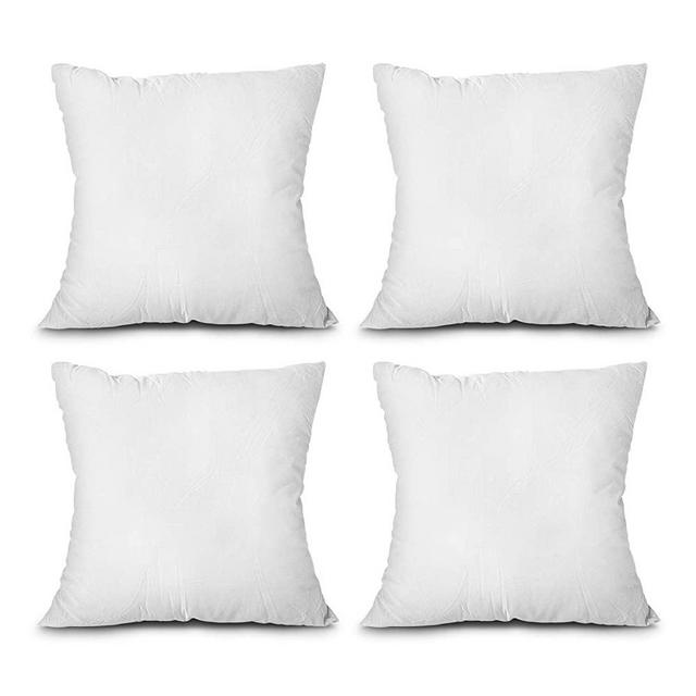 EDOW Throw Pillow Inserts, Set of 4 Lightweight Down Alternative Polyester Pillow, Couch Cushion, Sham Stuffer, Machine Washable. (White, 16x16)