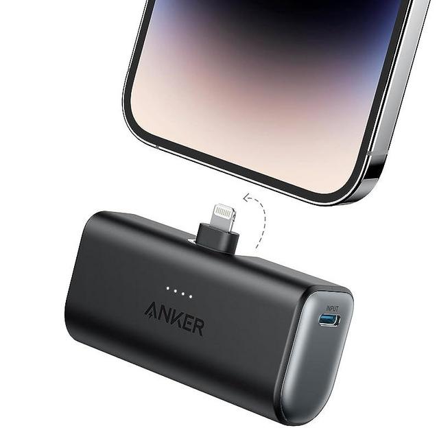 Anker Nano Power Bank with Built-in Lightning Connector, Portable Charger 5,000mAh MFi Certified 12W, Compatible with iPhone 14/14 Pro / 14 Plus / 14 Pro Max, iPhone 13 and 12 Series (Black)