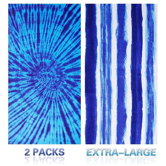 Genovega Microfiber Beach Towel Oversize, Extra Large 74"x36", 2 Pack Boho Stripe, Fast Quick Dry,Cool Pool Towel, Lounge Cover, for Women Men, Mom Dad, Best Friend Boyfriend Girlfriend