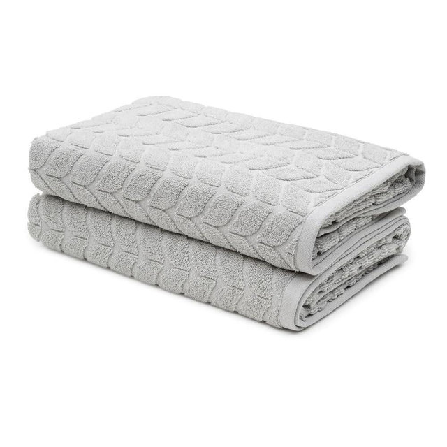 BAGNO MILANO Turkish Cotton Bath Towels, Hand Towels - Soft Plush Jacquard Collection - Highly Absorbent Towel Set (Light Grey, 2 pcs Bath Towel Set)
