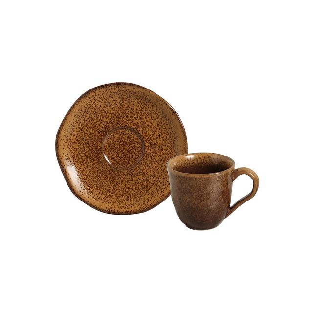 PORTO BRASIL Stoneware Coffee Cup and Saucer Set, Service for 6