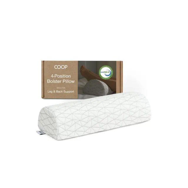 Coop Home Goods The Four Position Adjustable Support Pillow, Half-Moon Form with Insert, Memory Foam Knee, Lumbar Pillow - for Back & Pressure Points