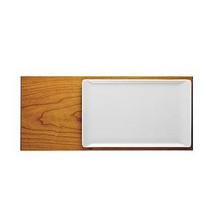Rosenthal Thomas Loft 2-Piece Serving Tray and Wood Platter Set in White