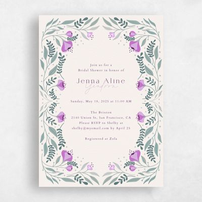 Lavender, Purple Wedding Wedding Shower Invitation - Castalano Portrait