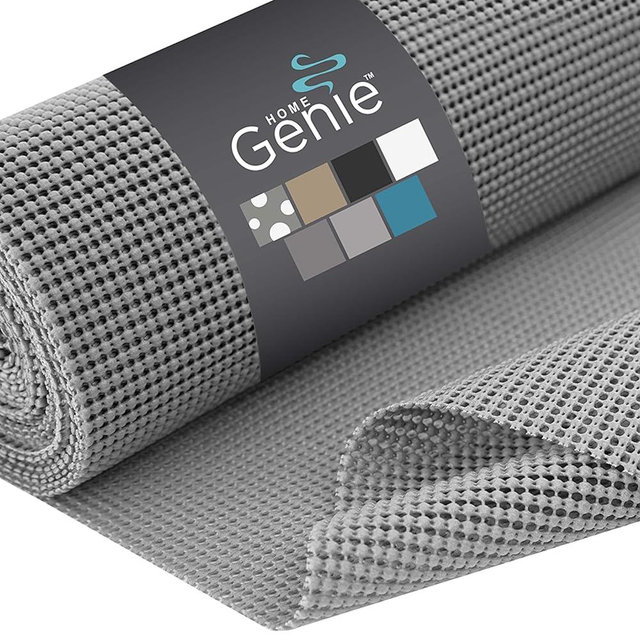 HOME GENIE Slip Resistant Drawer and Shelf Liner, Non Adhesive Roll, 12 Inch x 20 FT, Durable and Strong, Grip Liners for Drawers, Shelves, Cabinets, Pantry, Storage, Kitchen and Desks, Soft Gray