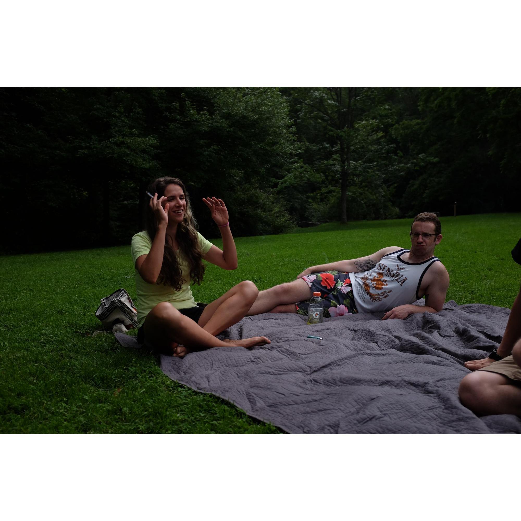 Lynn does not smoke, please relax.
This was our first little trip together with some friends to Ithaca, NY. Our electric car's battery died on several occasions, including this one. Summer 2013