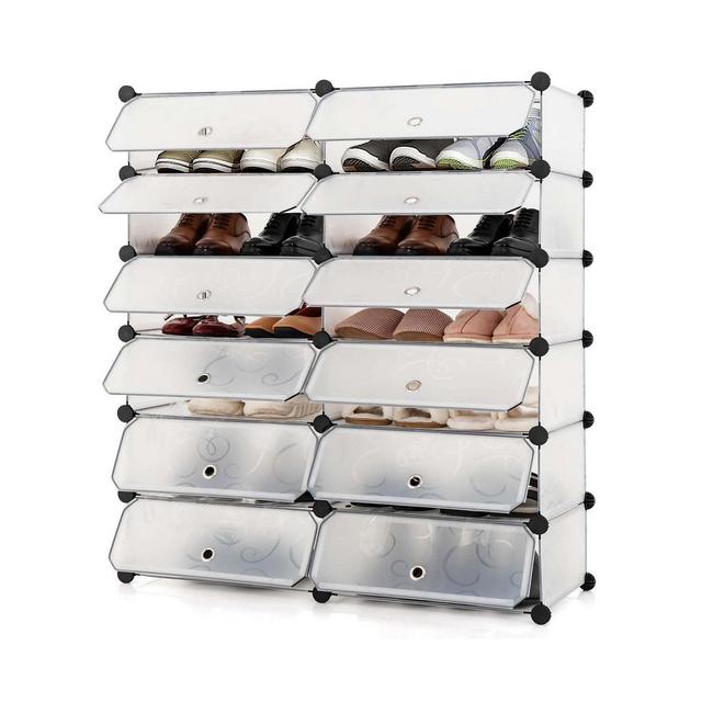 Costway Shoe Rack 12-Cube DIY Plastic Shoe Cabinet Multi Use Modular Closet Shelf