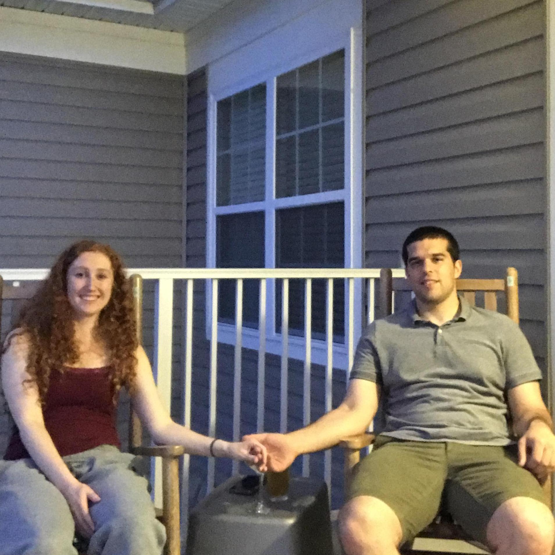 Awkward photo of us on Nick's porch the weekend Sarah bought her car and accidentally blurted out, "Nick, I want to marry you". May 2020