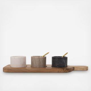 Acacia Wood Board with Marble Pinch Pots