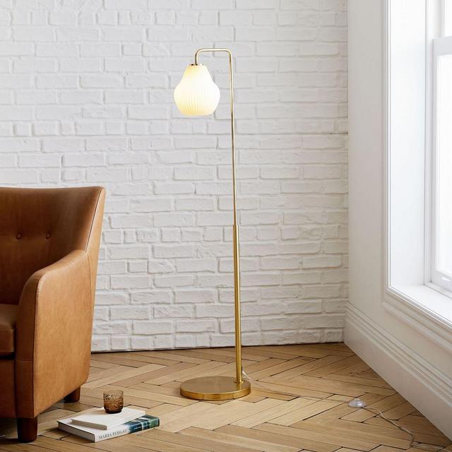Sculptural Floor Lamp Antique Brass Champagne Ribbed (58")