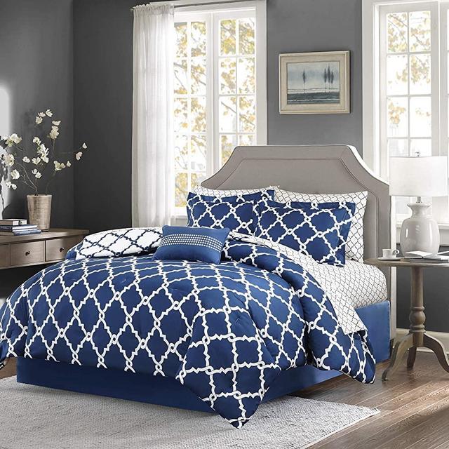 Madison Park Essentials MPE10-091 Merritt Complete Bed and Sheet Set Queen Navy