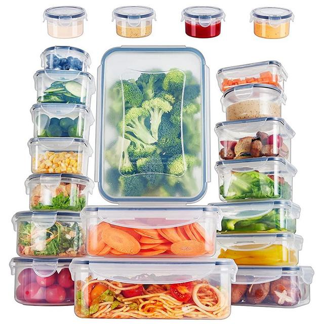 Kootek 21 Pack Food Storage Containers with Lids Airtight Plastic Meal Prep Container Microwavable Reusable Box Leak Proof for Kitchen Pantry Organization and Storage, Dishwasher Safe