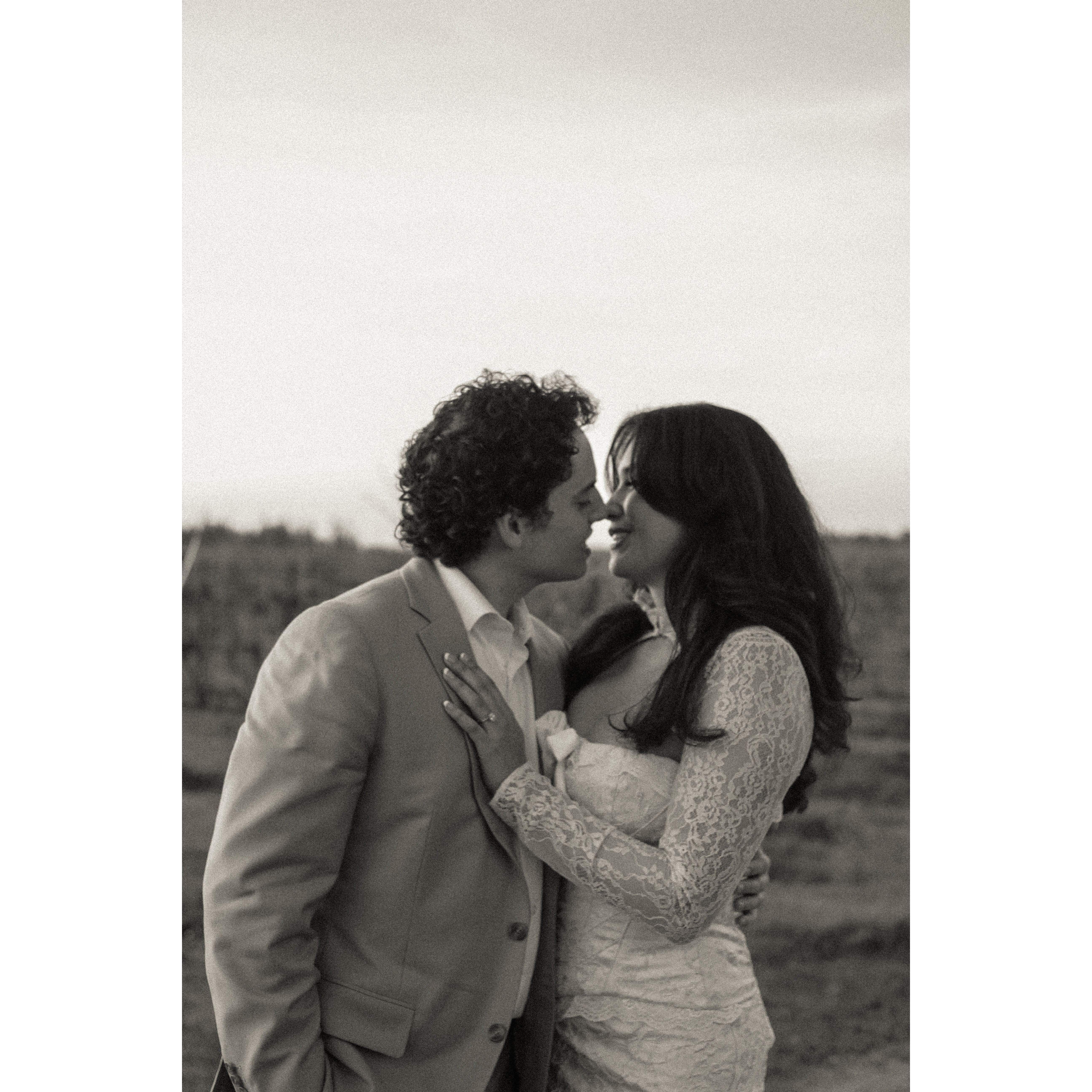 Our neice, Ella, was crying in the background of us taking our engagement photos.