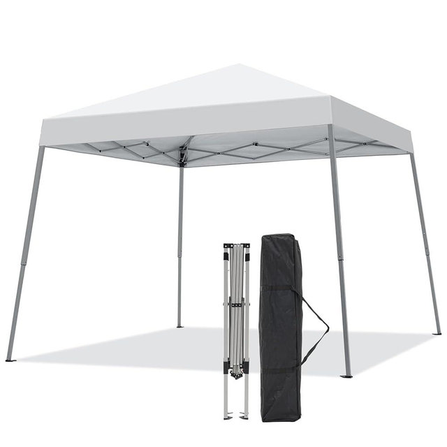 Oneofics Canopy Tent, 10X10 FT Pop Up Canopy Outdoor Instant Tent Slant Legs with Carrying Bag, Portable Gazebo Shelter for Patio Deck Garden and Beach - 8X8 FT Canopy Cover (White)